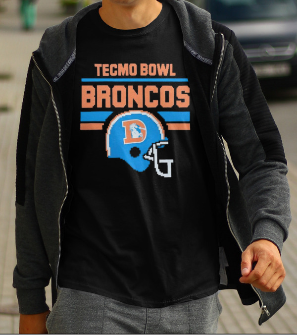 Tecmo Bowl Denver Broncos Retro Helmet Pixel T-Shirt