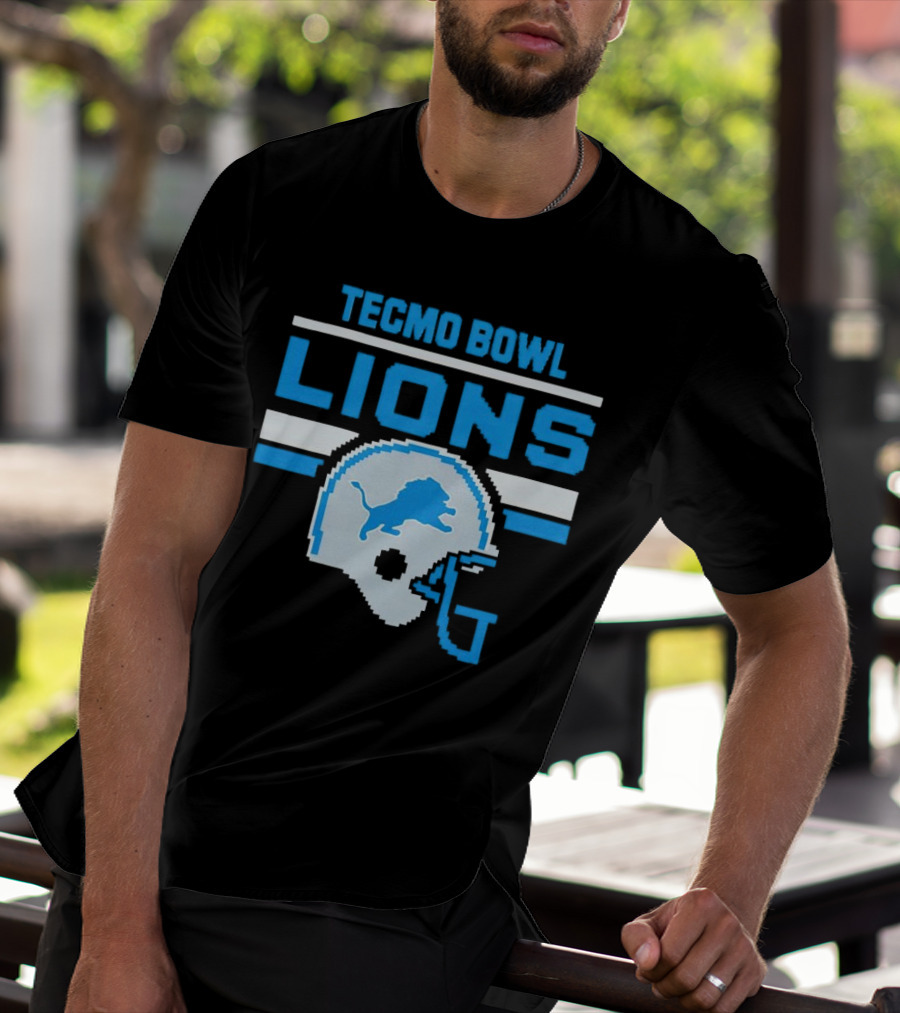 Tecmo Bowl Lions Helmet Detroit T-Shirt