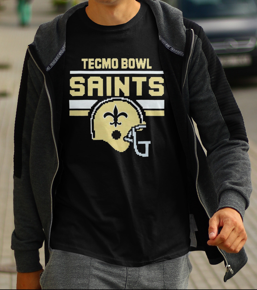 Tecmo Bowl Saints New Orleans Retro Football Helmet T-Shirt