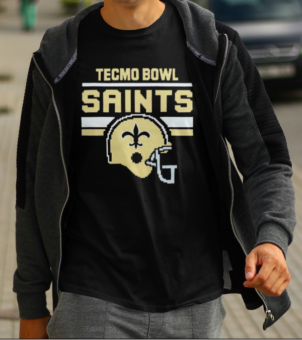 Tecmo Bowl Saints New Orleans Retro Football Helmet T-Shirt