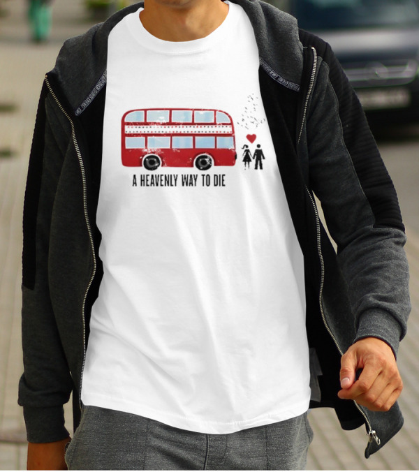 A Heavenly Way To Die Red Double-Decker Bus Couple And Heart T-Shirt