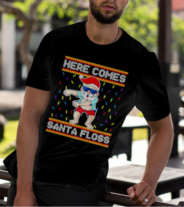 Here Comes Santa Floss Christmas Dance Party T-Shirt