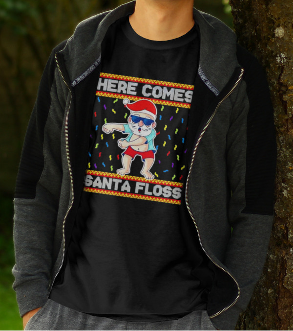 Here Comes Santa Floss Christmas Dance Party T-Shirt