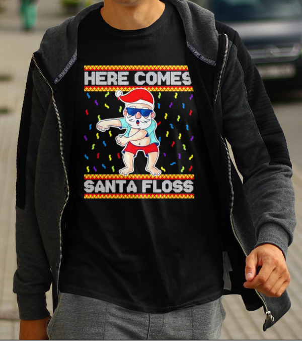 Here Comes Santa Floss Christmas Dance Party T-Shirt
