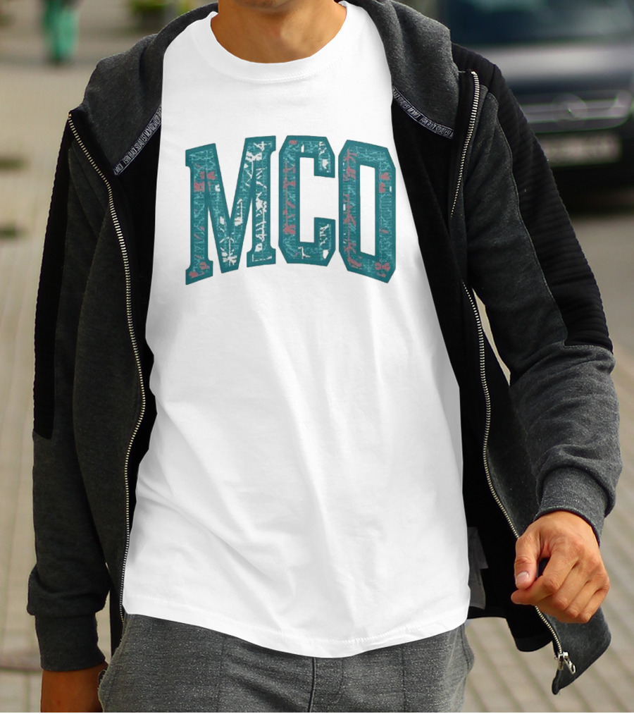 MCO Magic Carpet Oasis Vintage Teal Textured Letters T-Shirt