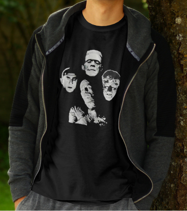 Rock Rebel Monster Dracula Frankenstein Mummy Wolfman Horror Band T-Shirt