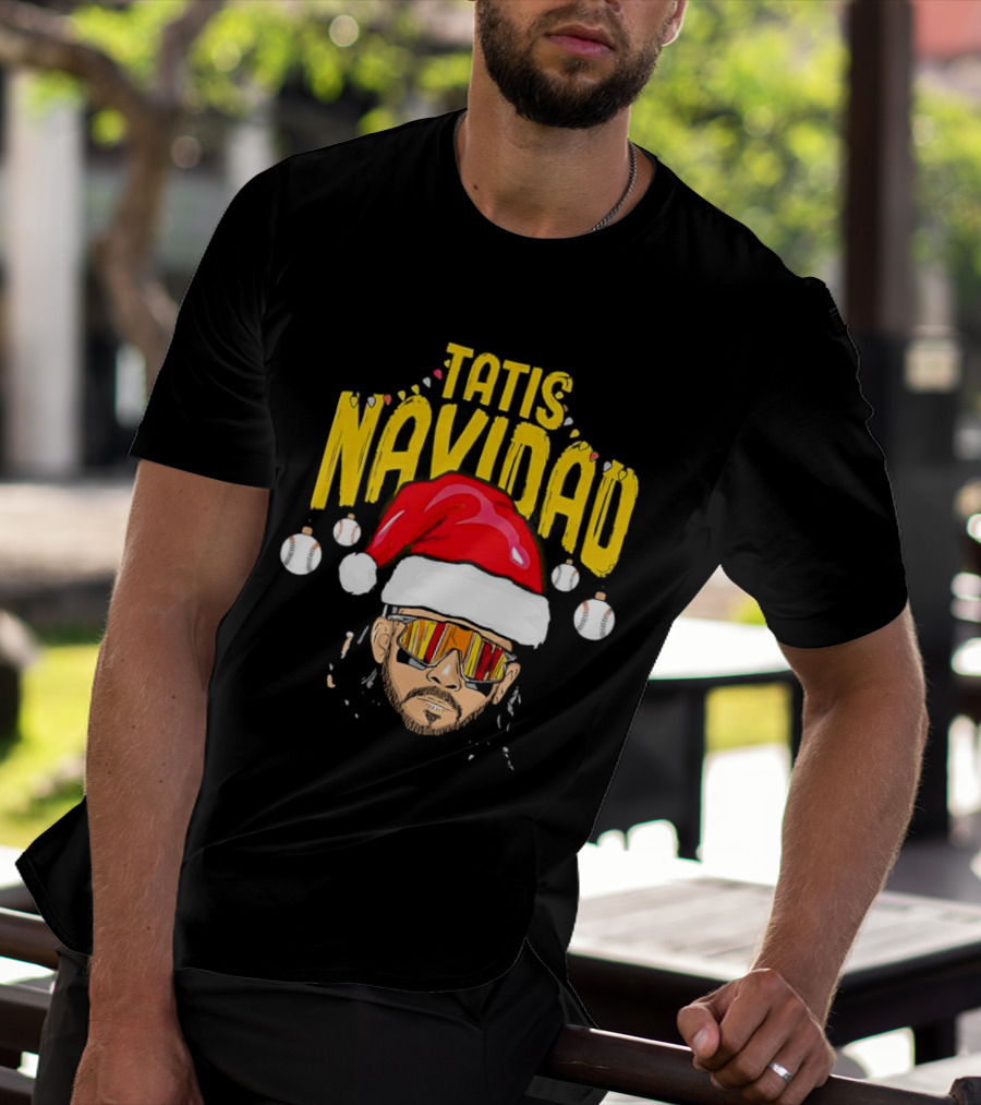 Tatis Navidad Santa Hat Baseball Sunglasses T-Shirt