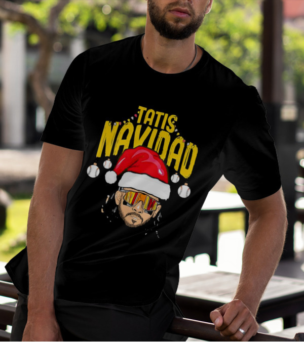 Tatis Navidad Santa Hat Baseball Sunglasses T-Shirt