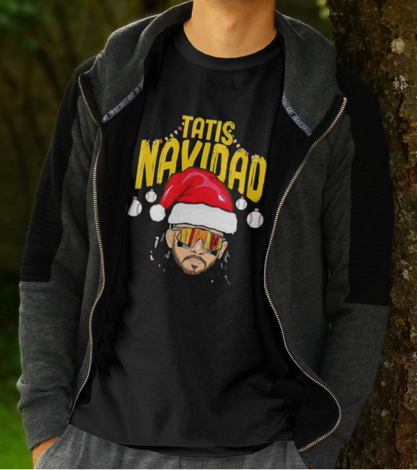 Tatis Navidad Santa Hat Baseball Sunglasses T-Shirt