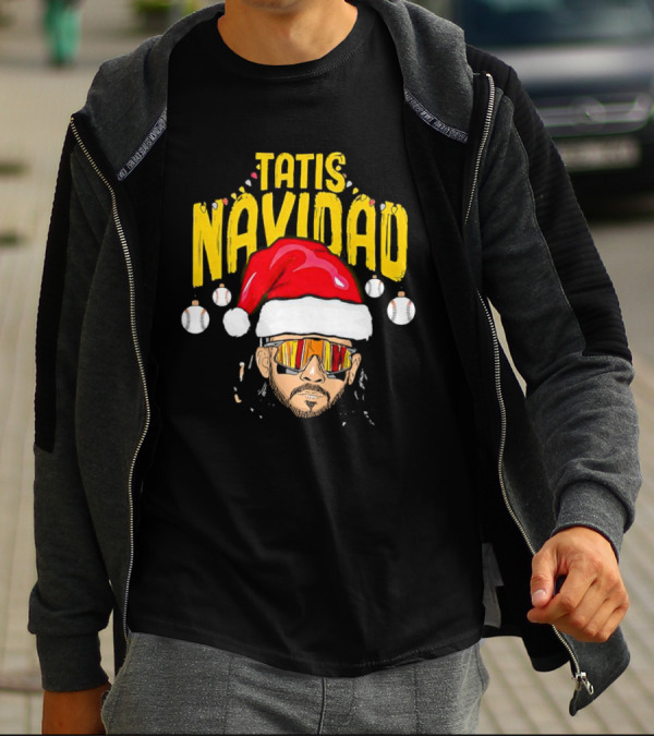 Tatis Navidad Santa Hat Baseball Sunglasses T-Shirt