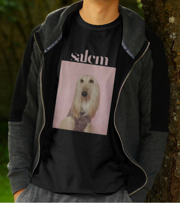 Salem Ilese Dog Afghan Hound Portrait On Pink Background T-Shirt