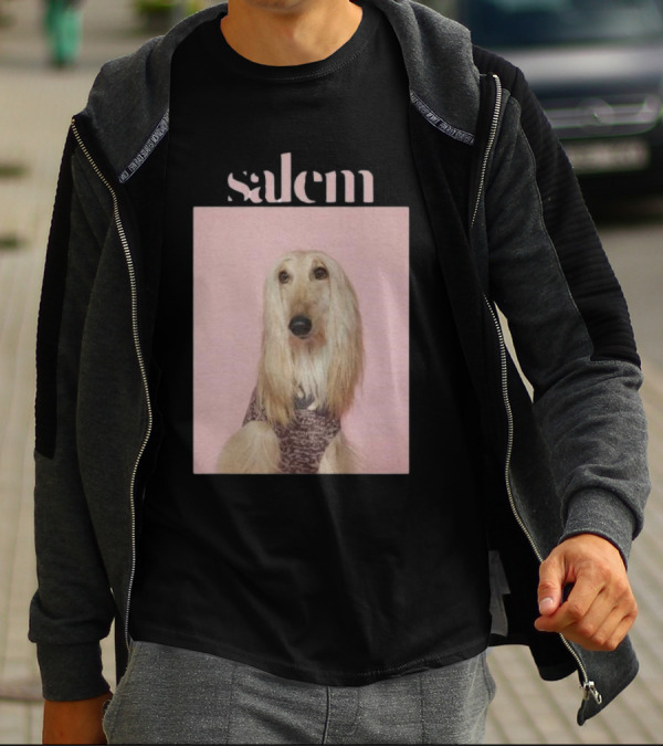 Salem Ilese Dog Afghan Hound Portrait On Pink Background T-Shirt