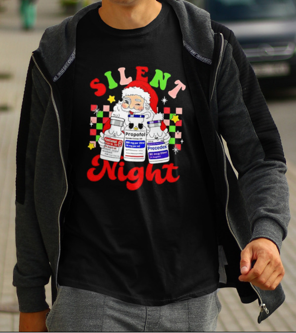 Silent Night ICU Nurse Christmas Santa Helpers T-Shirt