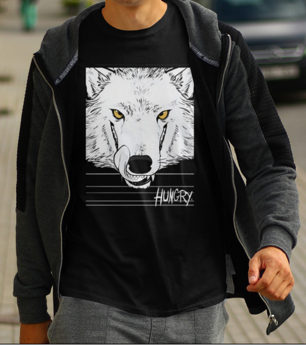 Hungry Wolf Illustration With Intense Expression T-Shirt