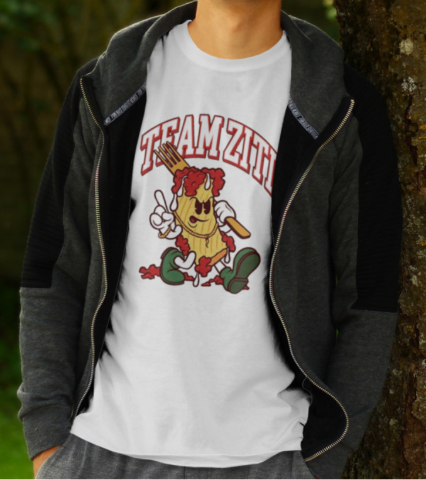 Team Ziti Pasta Character With Fork And Sauce T-Shirt