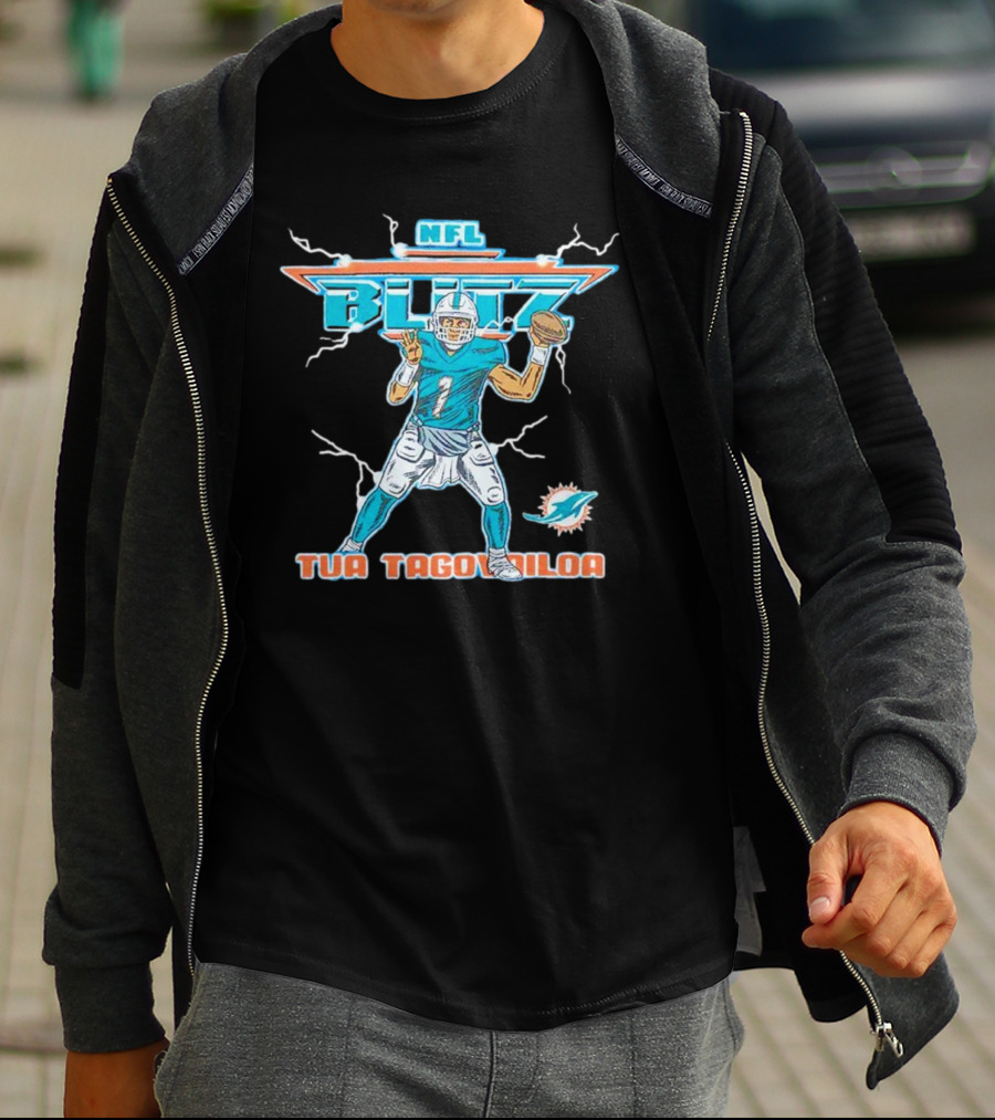 Tua Tagovailoa Miami Dolphins NFL Blitz Football T-Shirt