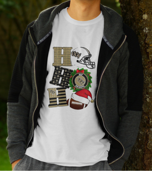 UCF Knights Christmas Helmet Wreath Football Holiday Cheer T-Shirt