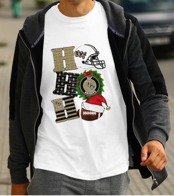 UCF Knights Christmas Helmet Wreath Football Holiday Cheer T-Shirt