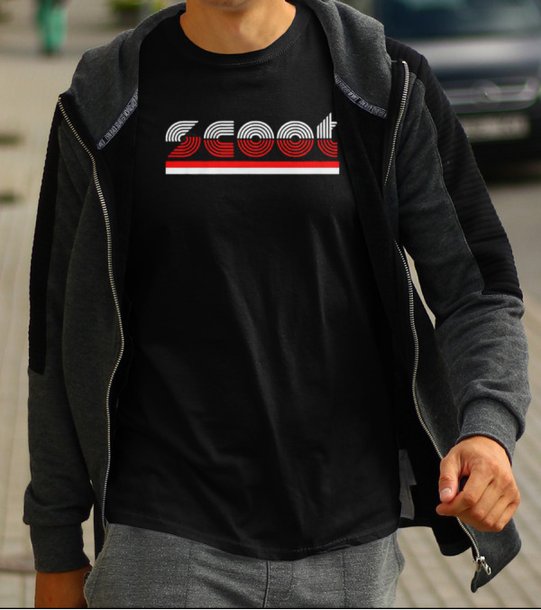 Portland Basketball Scoot Red And White Striped Typography T-Shirt