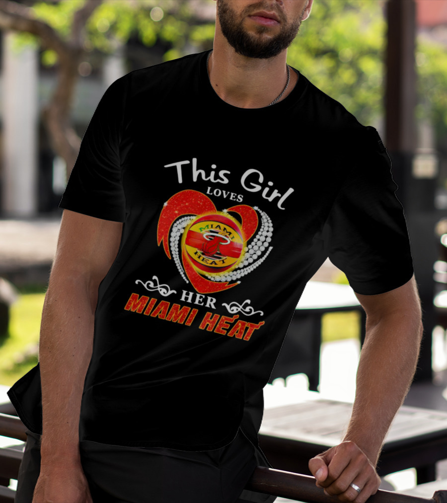 This Girl Loves Her Miami Heat Sparkling Heart T-Shirt