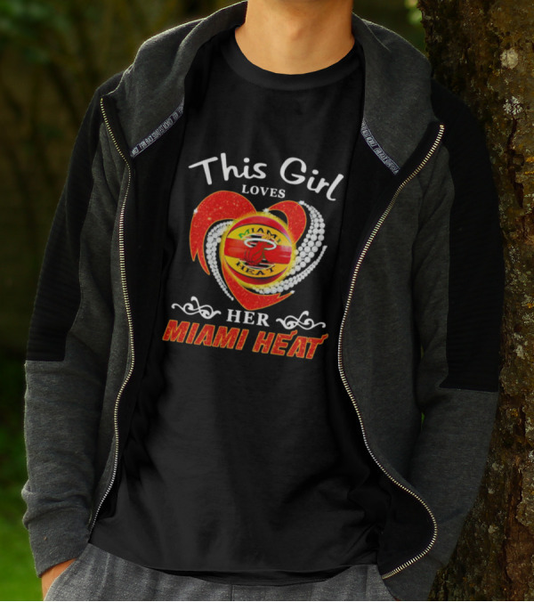 This Girl Loves Her Miami Heat Sparkling Heart T-Shirt