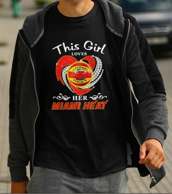 This Girl Loves Her Miami Heat Sparkling Heart T-Shirt