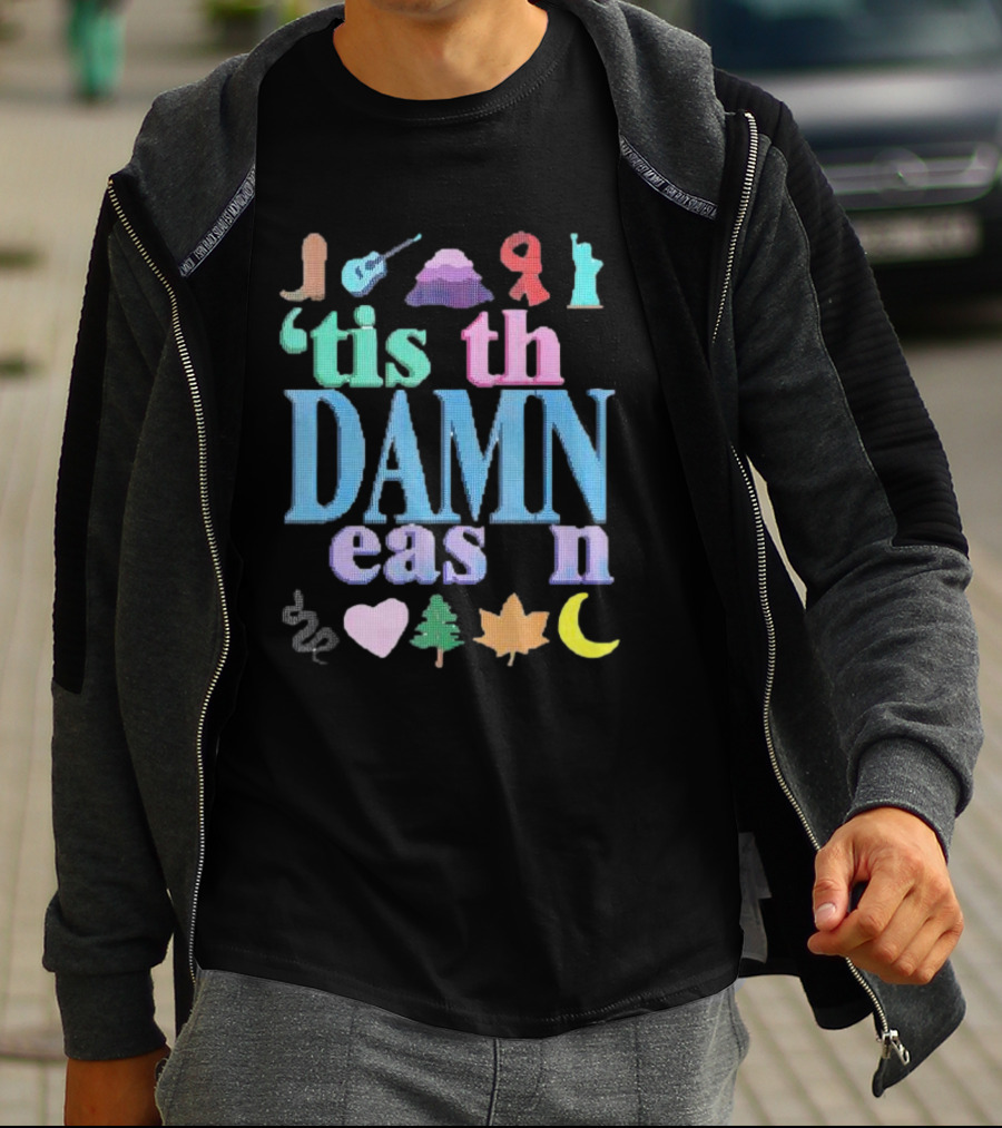 Christmas ’tis The Damn Season Colorful Icons And Symbols T-Shirt