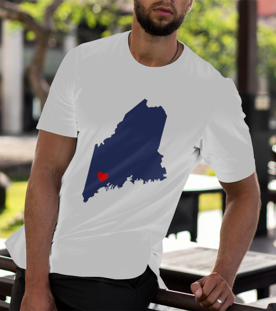 Lewiston Strong Heart Map Maine T-Shirt