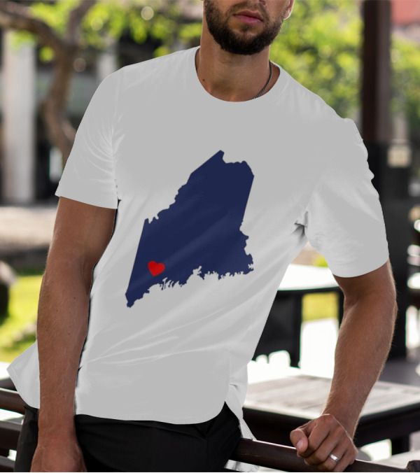 Lewiston Strong Heart Map Maine T-Shirt