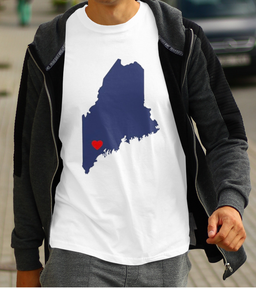 Lewiston Strong Heart Map Maine T-Shirt