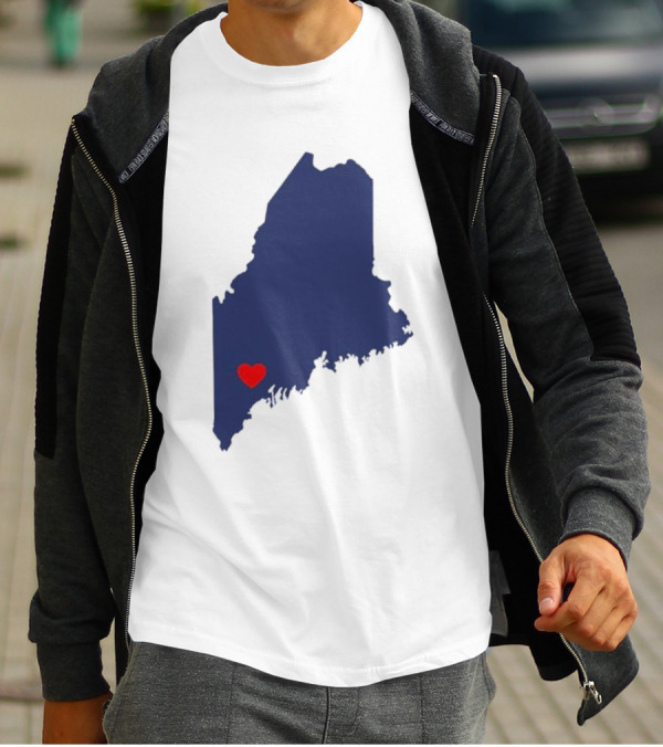 Lewiston Strong Heart Map Maine T-Shirt