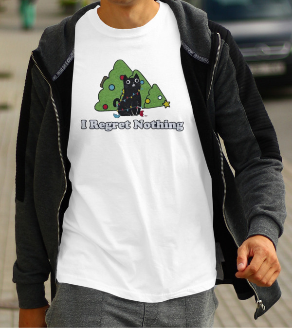 I Regret Nothing Black Cat Christmas Trees T-Shirt