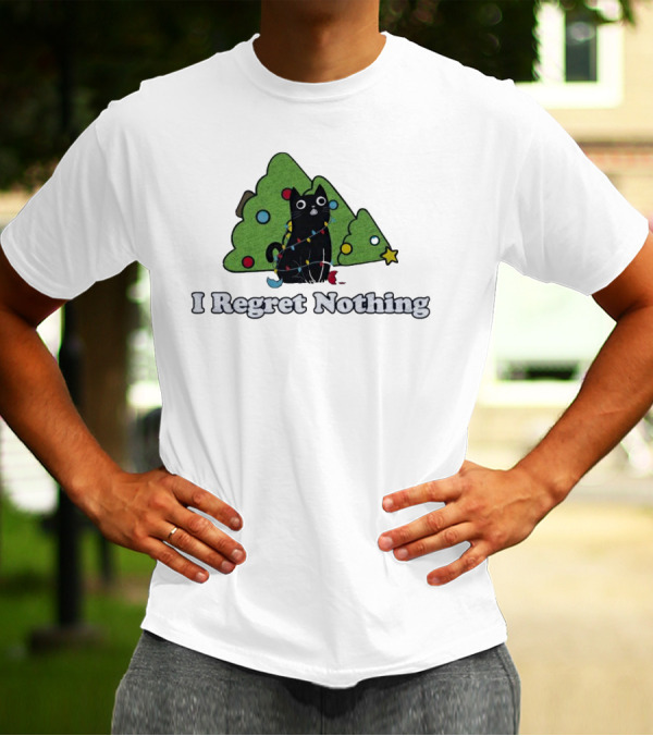 I Regret Nothing Black Cat Christmas Trees T-Shirt