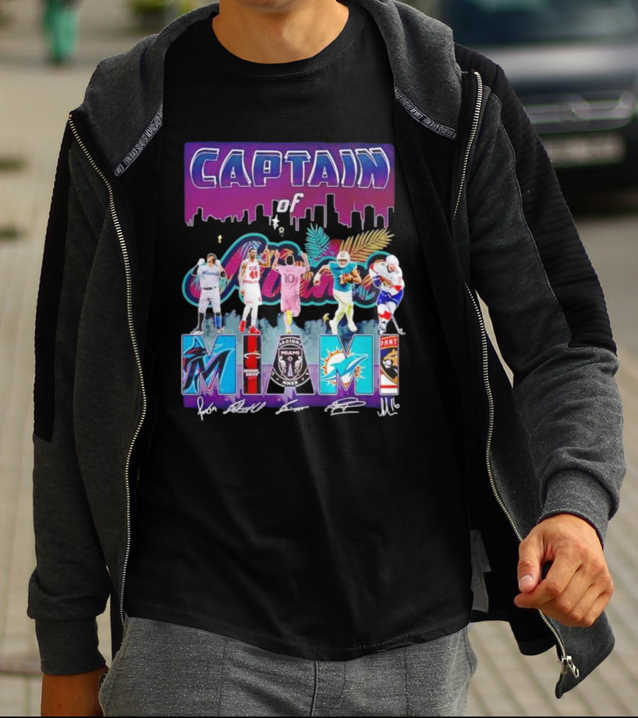 Captain Of Miami Marlins Heat Inter Dolphins Panthers T-Shirt