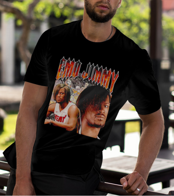 Emo Jimmy Butler Heat Skeleton Background T-Shirt