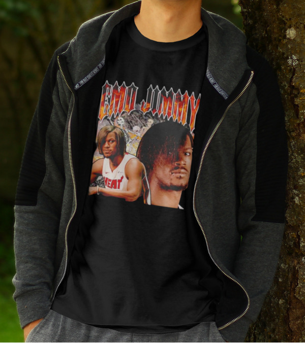 Emo Jimmy Butler Heat Skeleton Background T-Shirt