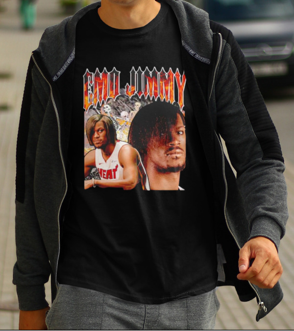 Emo Jimmy Butler Heat Skeleton Background T-Shirt