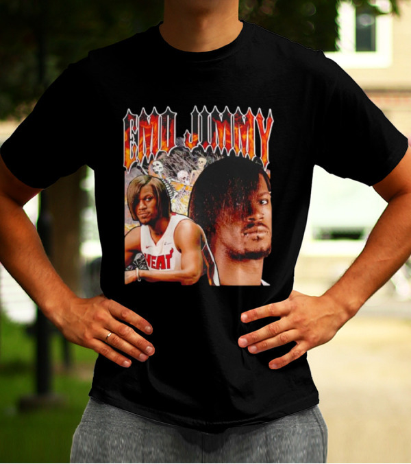 Emo Jimmy Butler Heat Skeleton Background T-Shirt
