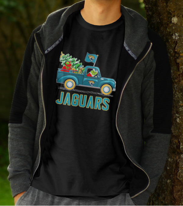 Grinch Christmas Truck Jacksonville Jaguars Holiday T-Shirt