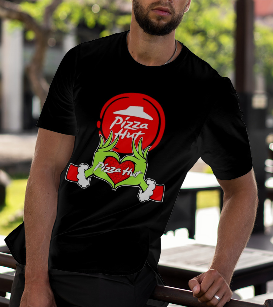 Pizza Hut Christmas Grinch Hands Heart T-Shirt