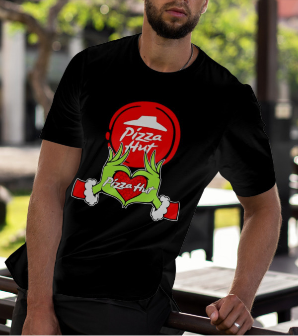 Pizza Hut Christmas Grinch Hands Heart T-Shirt