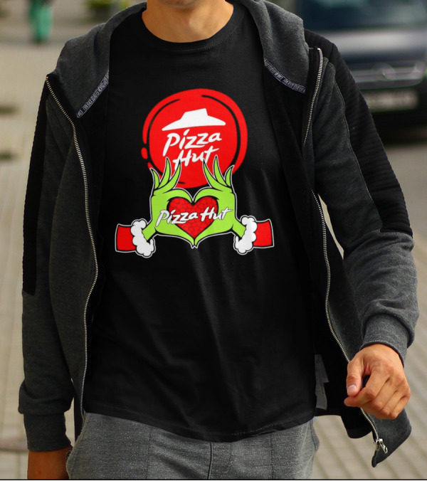 Pizza Hut Christmas Grinch Hands Heart T-Shirt