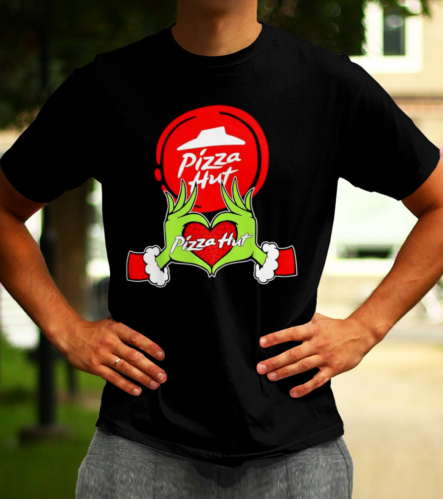 Pizza Hut Christmas Grinch Hands Heart T-Shirt