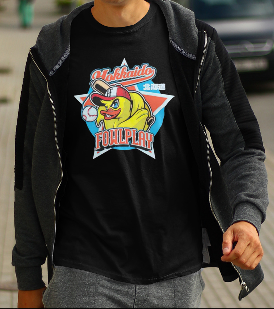 Hokkaido Fowlplay Baseball Duck With Star And Bat T-Shirt