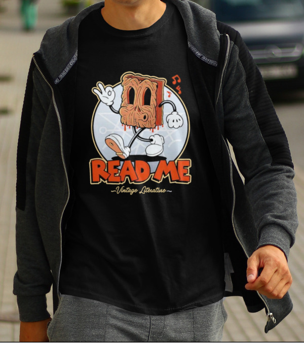 Read Me Vintage Literature Cartoon Music Peace T-Shirt