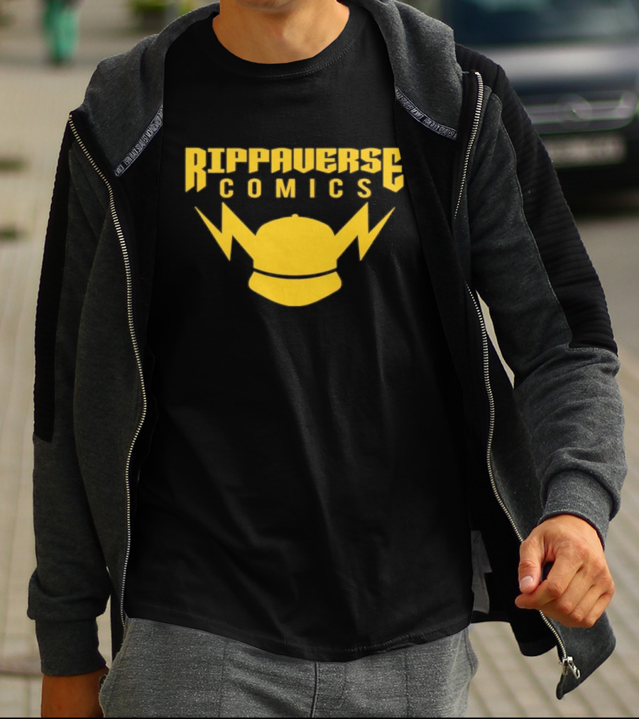 Rippaverse Comics Logo With Yellow Lightning And Cap T-Shirt