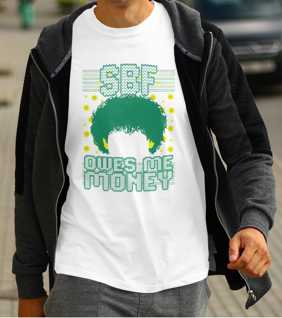 SBF Owes Me Money Christmas Sweater Style Green Hair Pixels T-Shirt