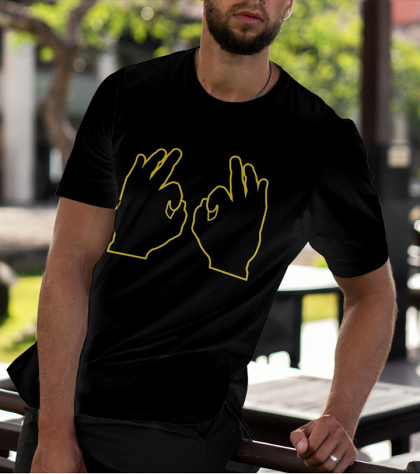 Southern Miss Three Yellow Outline Hand Gesture T-Shirt