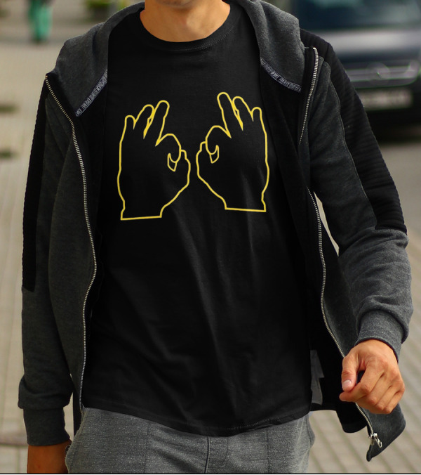 Southern Miss Three Yellow Outline Hand Gesture T-Shirt