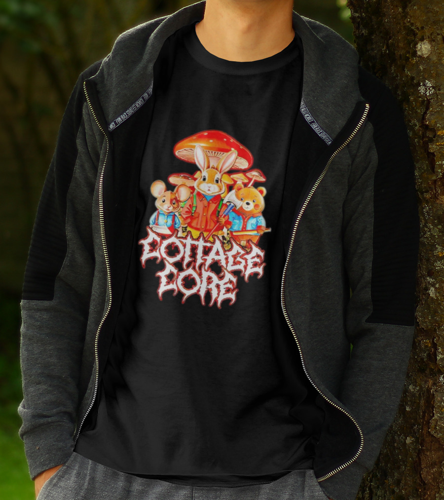 Cottage Core Bunny Mushroom Trio T-Shirt